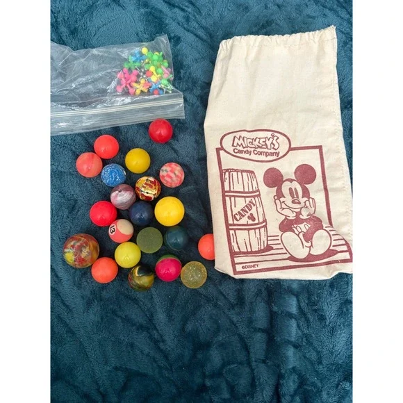Vintage Disney Mickeys Candy Company Bag with Jacks and Bouncy Balls Lot - Picture 4 of 7